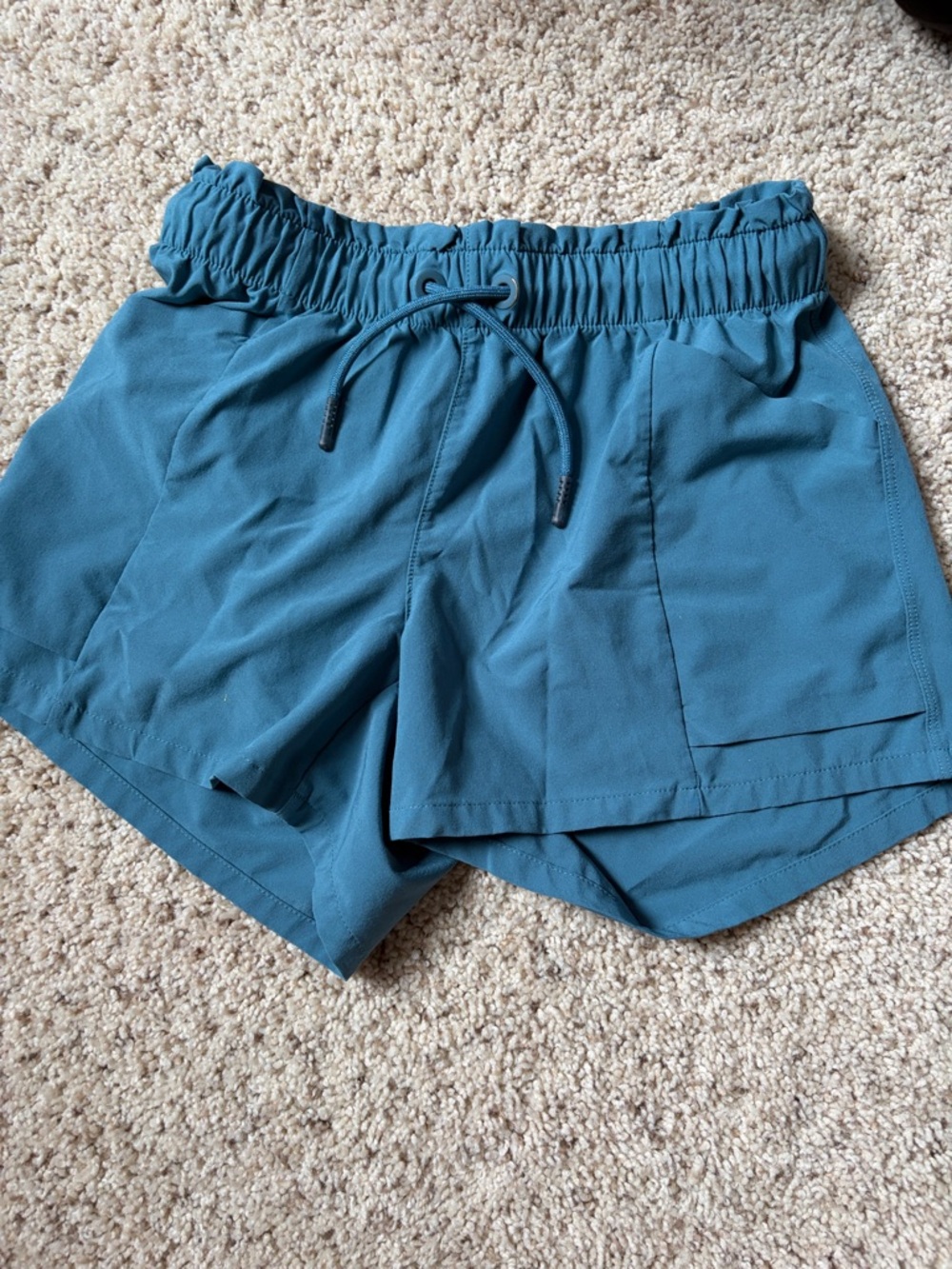 Athleta Deep Teal Elastic-Waist Athletic Shorts